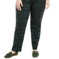 Calças femininas plus size jacquard pull-on da coleção JM, verde, tamanho pequeno e pequeno