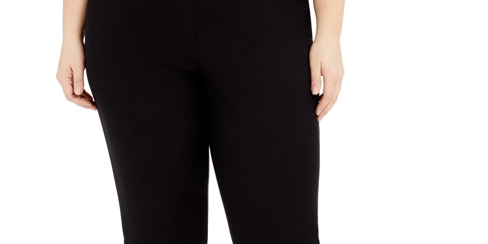 Calça feminina Alfani plus size com bainha de renda e ajuste folgado, preta, tamanho 20W