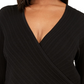 Suéter feminino plus size Pointelle Surplice da INC International Concepts, preto, tamanho 1X