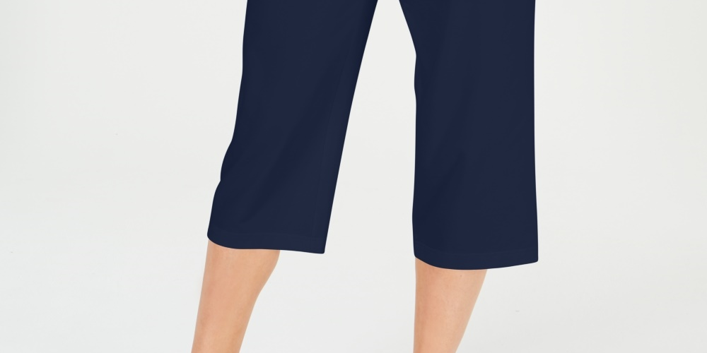 Calça Capri Karen Scott Feminina Petite com Cordão Azul Marinho Tamanho PM