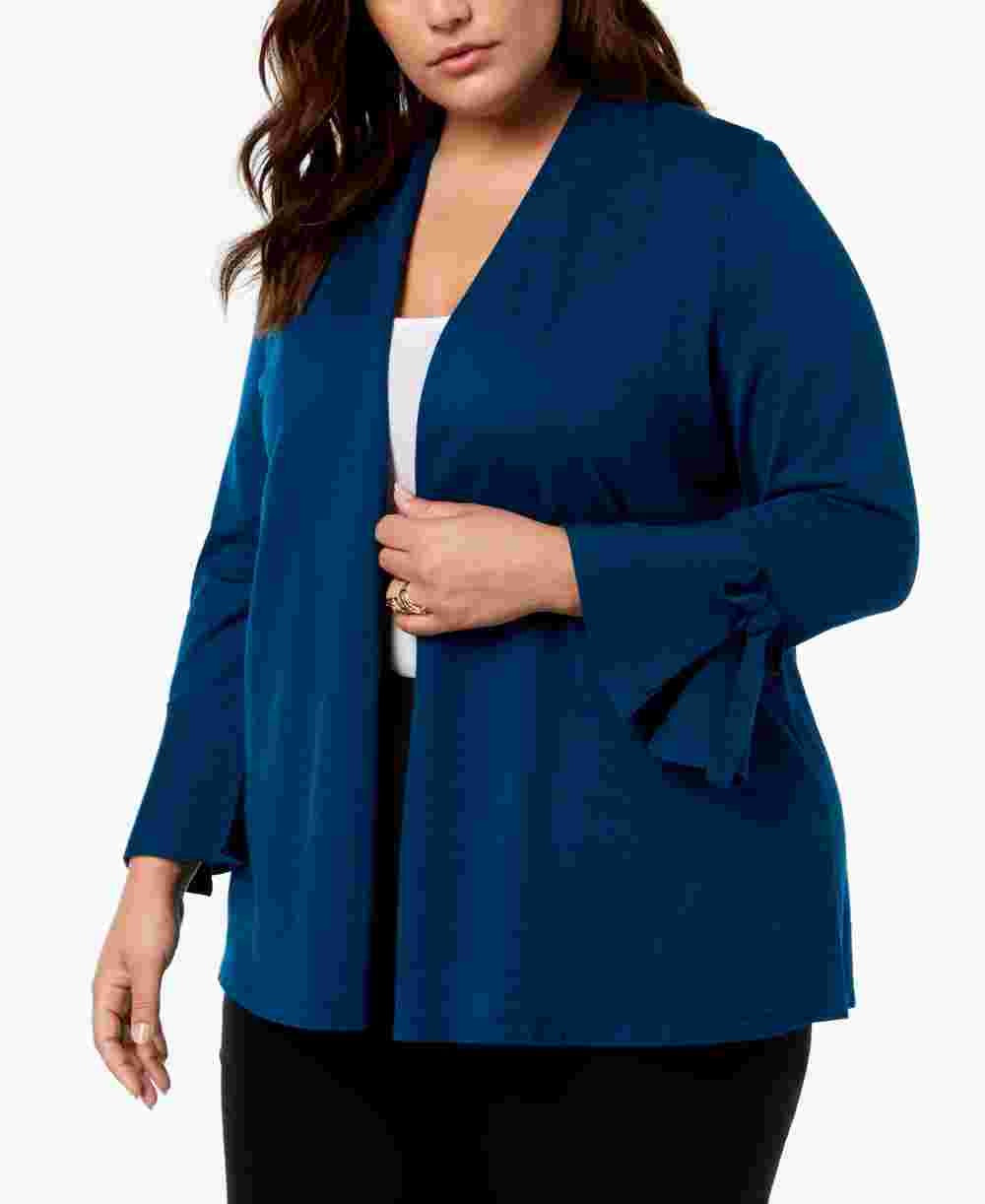 Cardigan feminino Alfani com mangas amarradas, verde, tamanho 0X