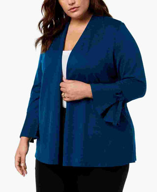 Cardigan feminino Alfani com mangas amarradas, verde, tamanho 0X