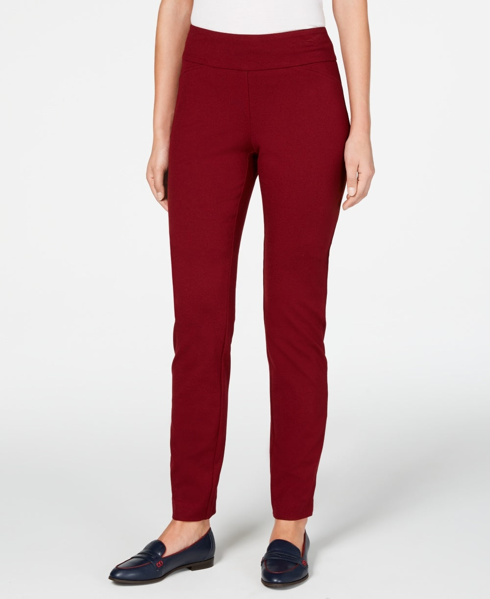 Calça feminina Charter Club Petite Pull-On Ponte-Knit Vinho Tamanho 4 P
