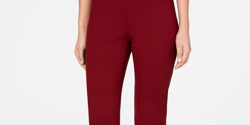 Calça feminina Charter Club Petite Pull-On Ponte-Knit Vinho Tamanho 4 P