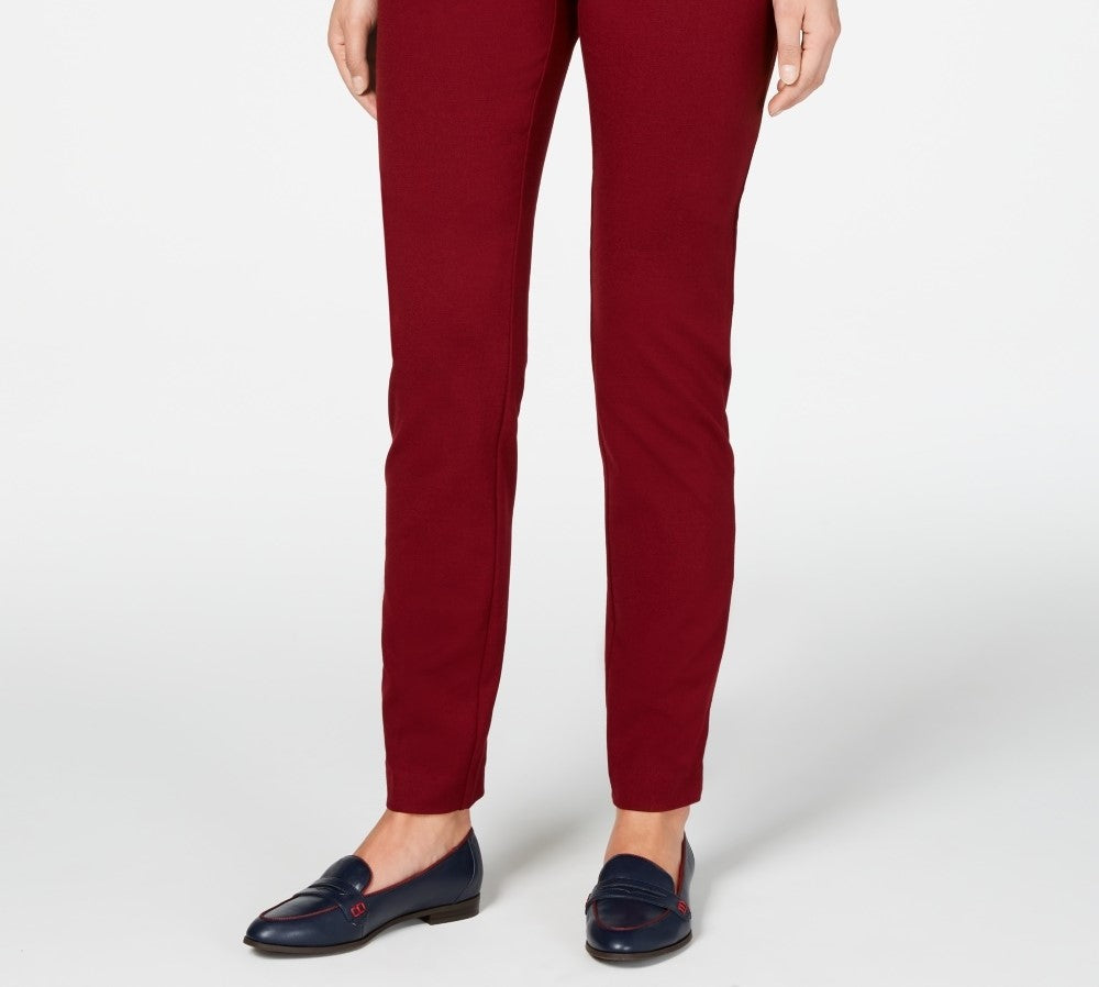 Calça feminina Charter Club Petite Pull-On Ponte-Knit Vinho Tamanho 4 P