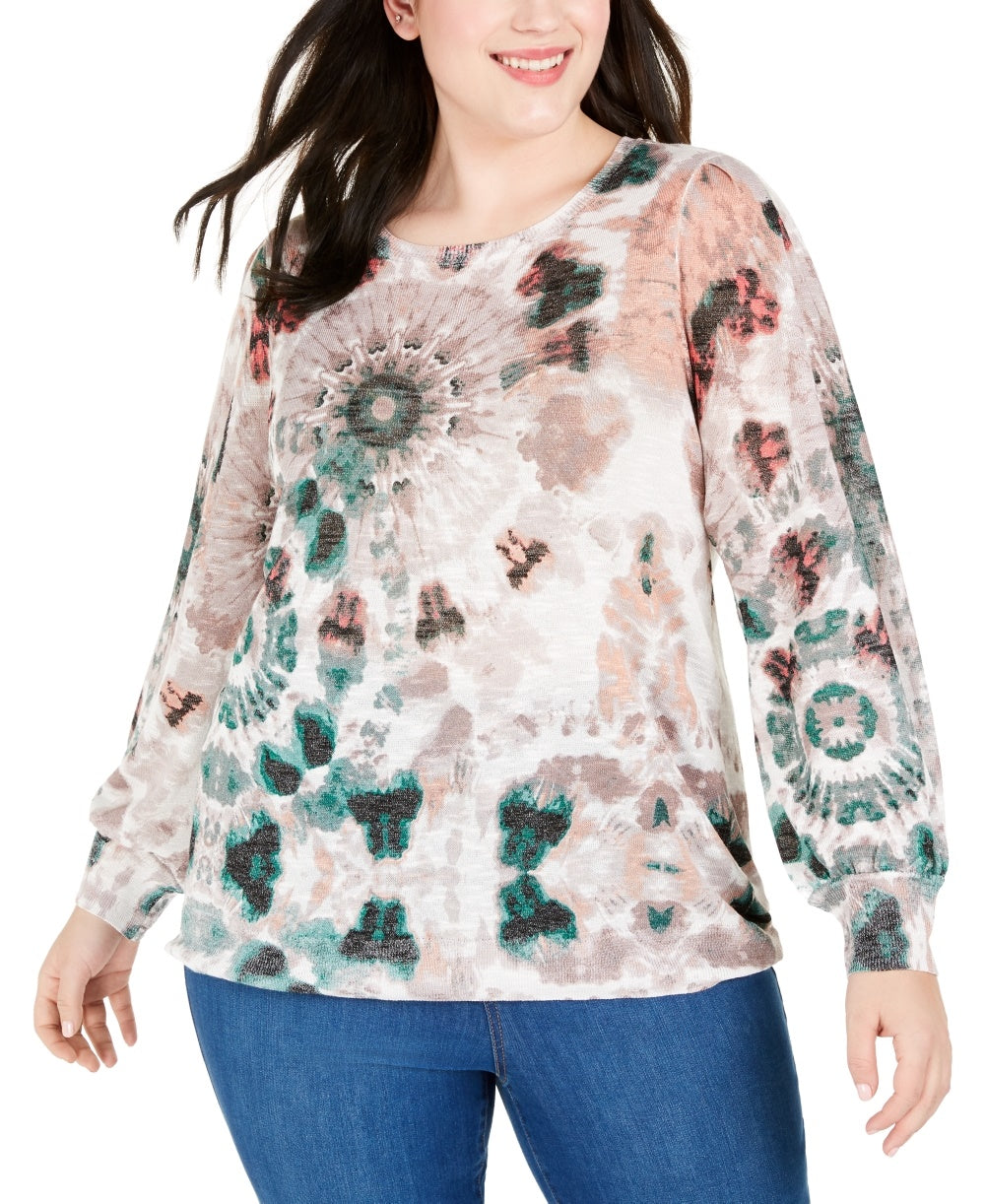 Suéter texturizado tie-dye plus size feminino INC International Concepts marrom 0X