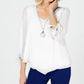 Blusa feminina com colar assimétrico JM Collection, branca, tamanho X-Large