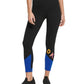 Leggings femininas esportivas DKNY Colorblocked no tornozelo, pretas, tamanho XS