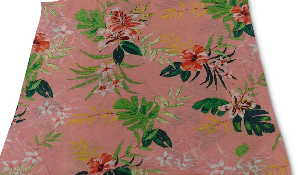 Regata feminina estampada com bainha assimétrica estilo &amp; co rosa tamanho extragrande