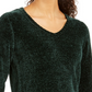 Karen Scott Suéter Feminino Petite Gola V Chenille Verde Escuro Tamanho Petite Pequeno