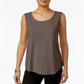 JM Collection Regata feminina com decote redondo, marrom, tamanho XS