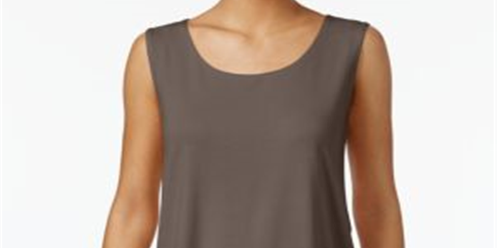 JM Collection Regata feminina com decote redondo, marrom, tamanho XS