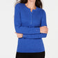 Karen Scott Suéter Henley de malha trançada de algodão feminino, tamanho P, azul