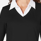 Karen Scott Blusa de algodão com aparência em camadas feminina, preta, tamanho pequeno médio