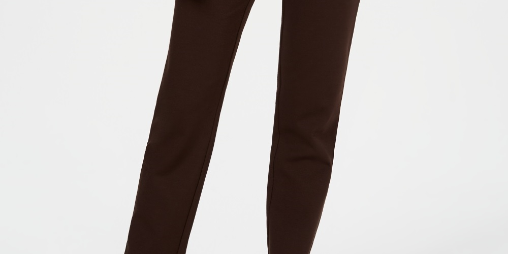 Calça feminina Charter Club Pull On Ponte Knit Marrom Tamanho 4 Petite