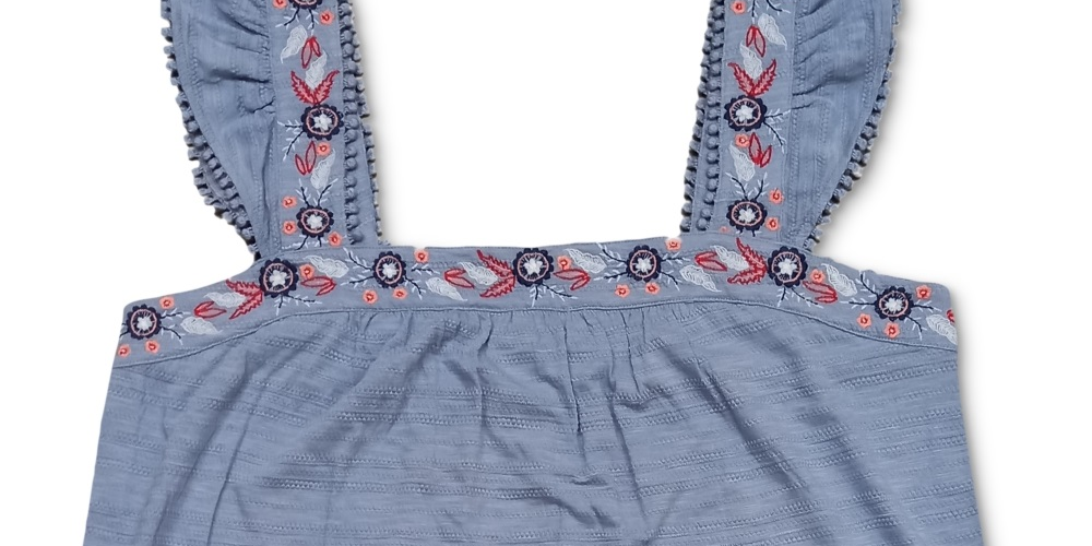 Top feminino Pointelle Linear Jacquard com alças bordadas, azul, tamanho 0X, da Style &amp; Co