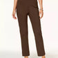 Calça feminina Alfred Dunner Classics Allure Pull-On Slim Leg Marrom Tamanho 18