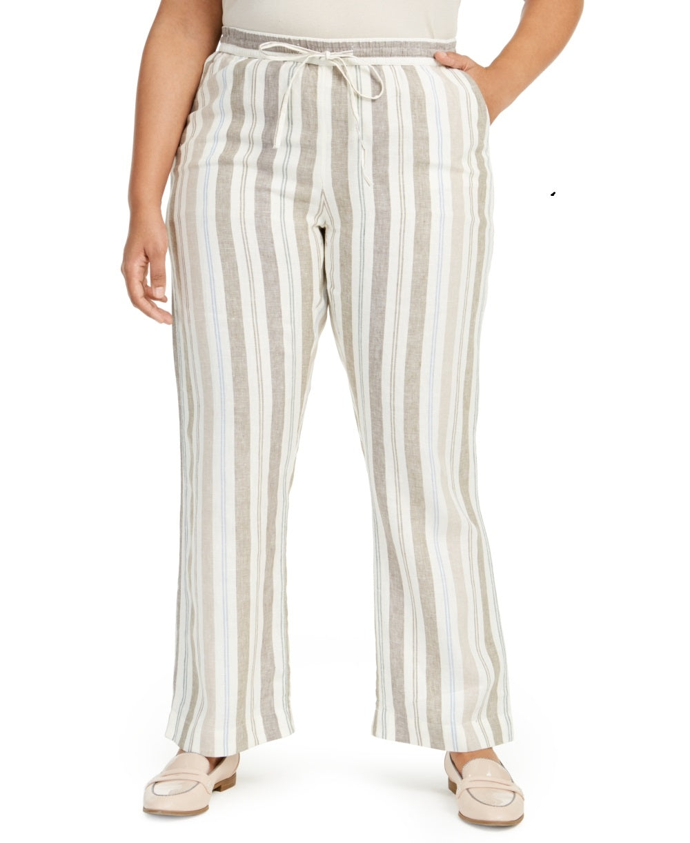 Calça de linho feminina Charter Club, branca, tamanho 0X