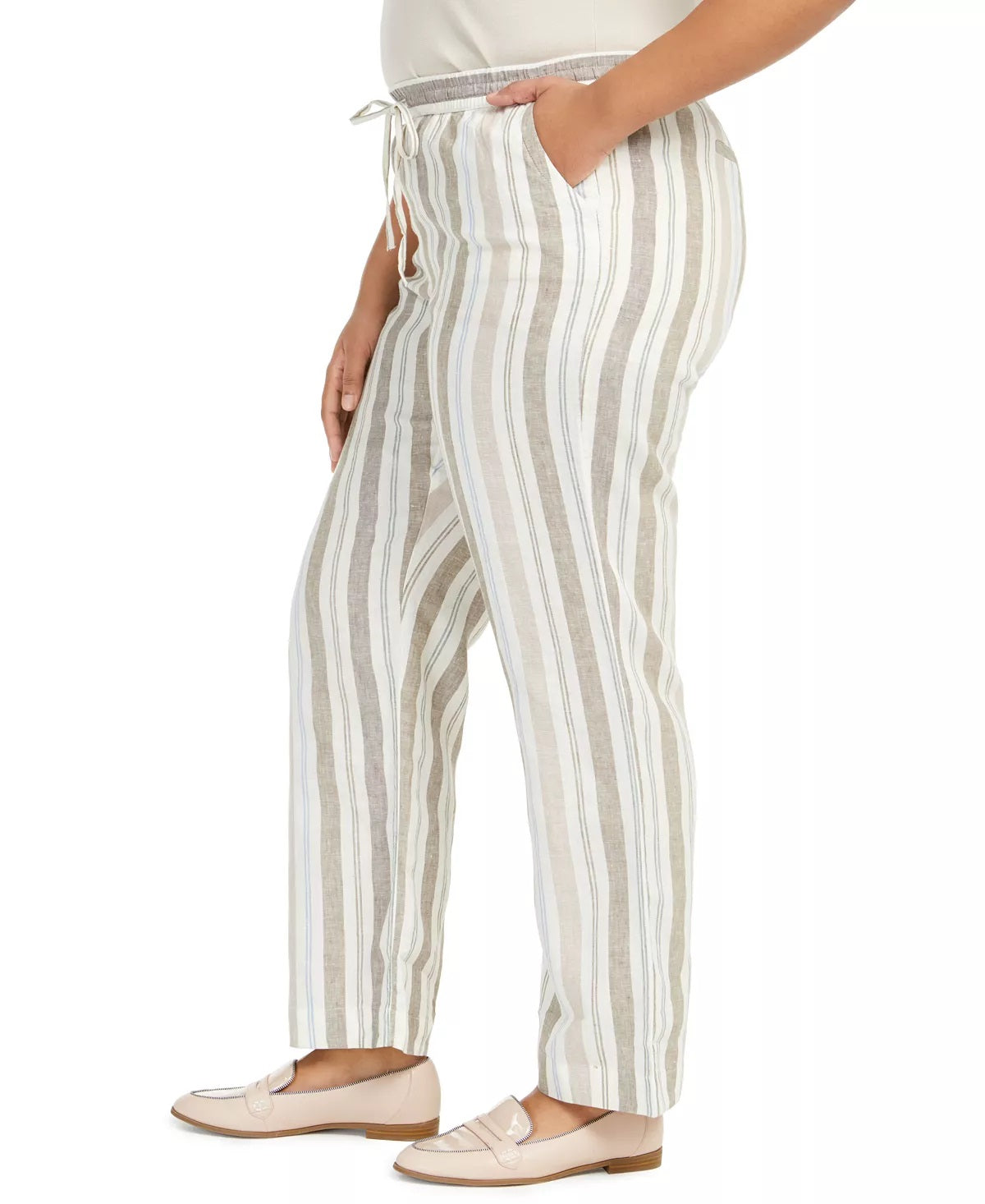 Calça de linho feminina Charter Club, branca, tamanho 0X