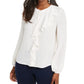Blusa feminina com babados Thalia Sodi, branca, tamanho X-S