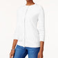 Karen Scott Cardigan Feminino com Botões e Contas, Branco, Tamanho XS