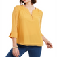 Top feminino Charter Club com manga transparente, amarelo, tamanho extragrande