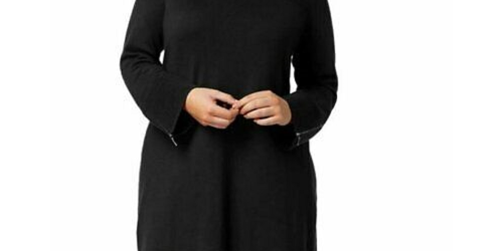 Suéter túnica canelada feminino Alfani, preto, tamanho 0X