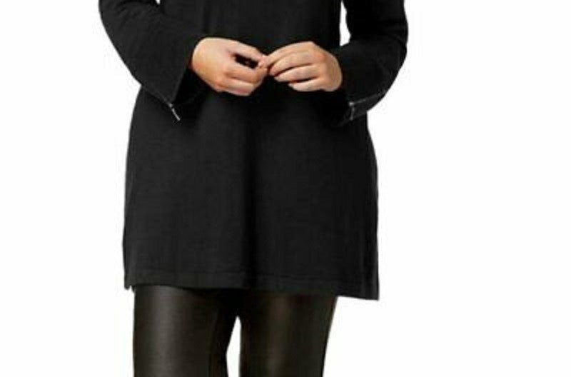 Suéter túnica canelada feminino Alfani, preto, tamanho 0X