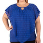 Top poncho jacquard feminino NY Collection azul tamanho 1X
