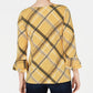 Charter Club Top feminino xadrez com manga sino, amarelo, tamanho pequeno, extra grande