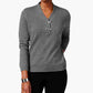 Karen Scott Suéter Henley Feminino de Algodão Cinza Tamanho - PL