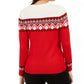 Suéter feminino Fair Isle Petite Colorblocked Vermelho Charter Club - PL