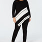 Suéter feminino Alfani Plus Size Listrado com bainha assimétrica Preto Tamanho 0X