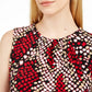 Blusa feminina Calvin Klein com estampa de cobra e gola plissada, vermelha, tamanho grande