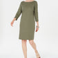 Vestido esportivo feminino Karen Scott de algodão com tachas e manga 3/4, verde, tamanho pequeno