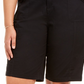 Bermuda feminina plus size de algodão estilo &amp; co, preta, tamanho pequeno pequeno