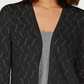 Cardigan feminino Charter Club Petite Pointelle Completer, preto, tamanho pequeno