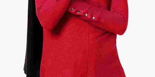 Alfani Suéter feminino pequeno com detalhes canelados e botões de pressão, vermelho, tamanho P
