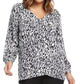Karen Kane Blusa feminina com estampa de zebra e decote em V, branca, tamanho 0X