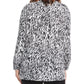 Karen Kane Blusa feminina com estampa de zebra e decote em V, branca, tamanho 0X