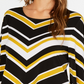 Blusa listrada feminina Alfani com bainha em V, amarela, tamanho pequeno, extragrande