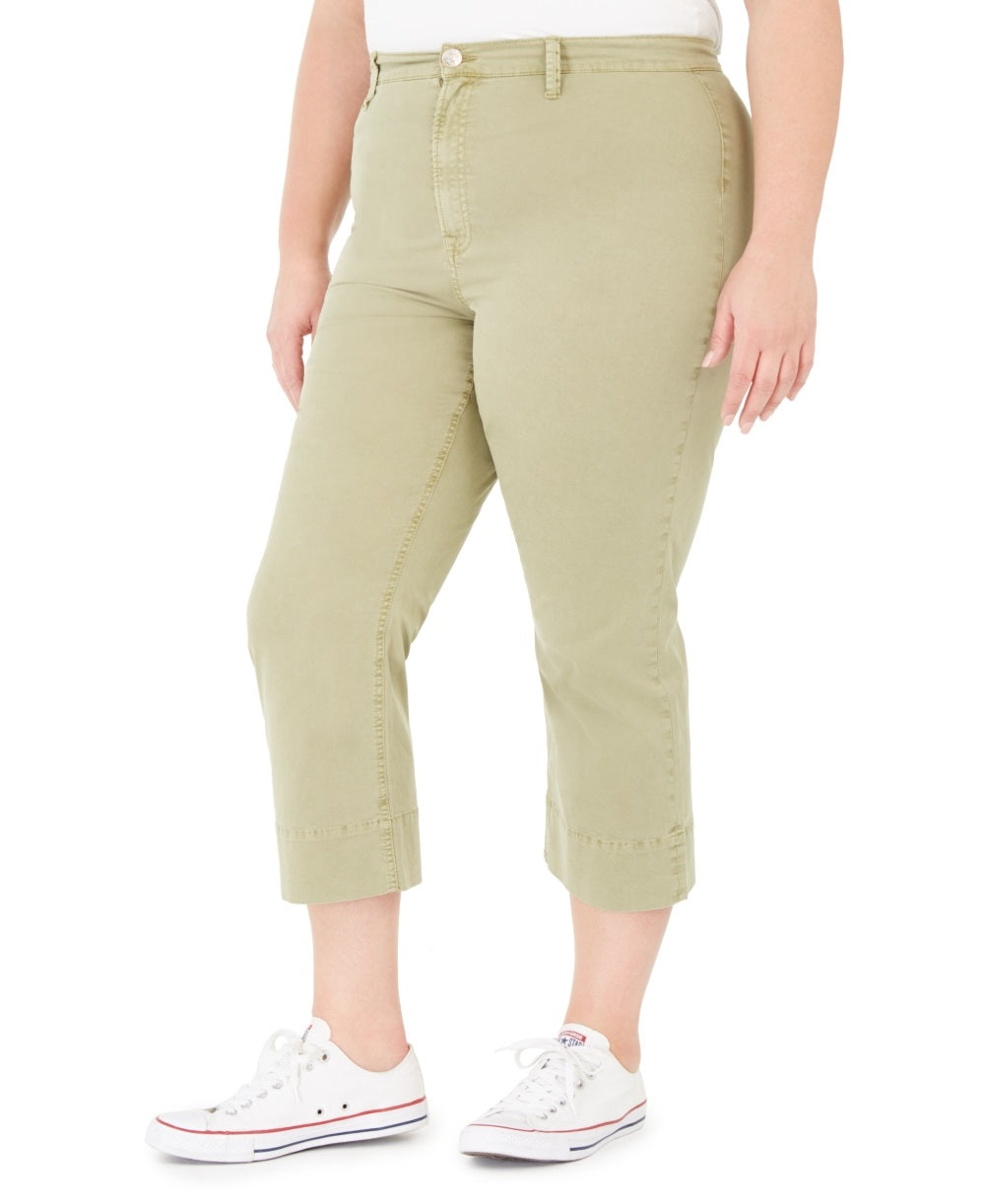 Calça Cropped Montauk Plus Size 24W Feminina Rosa Celebrity