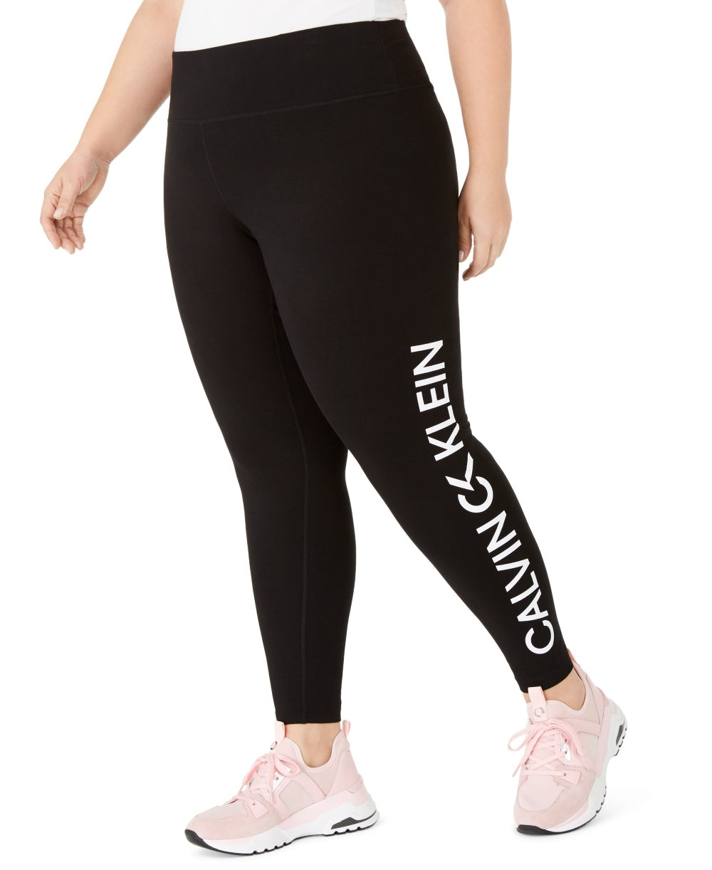 Calça legging feminina Calvin Klein Performance com logo e cintura alta, preta, tamanho 2X
