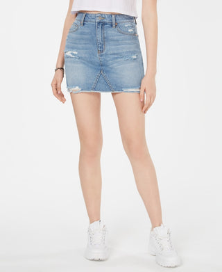 Minissaia jeans rasgada Tinseltown Junior's azul tamanho 11