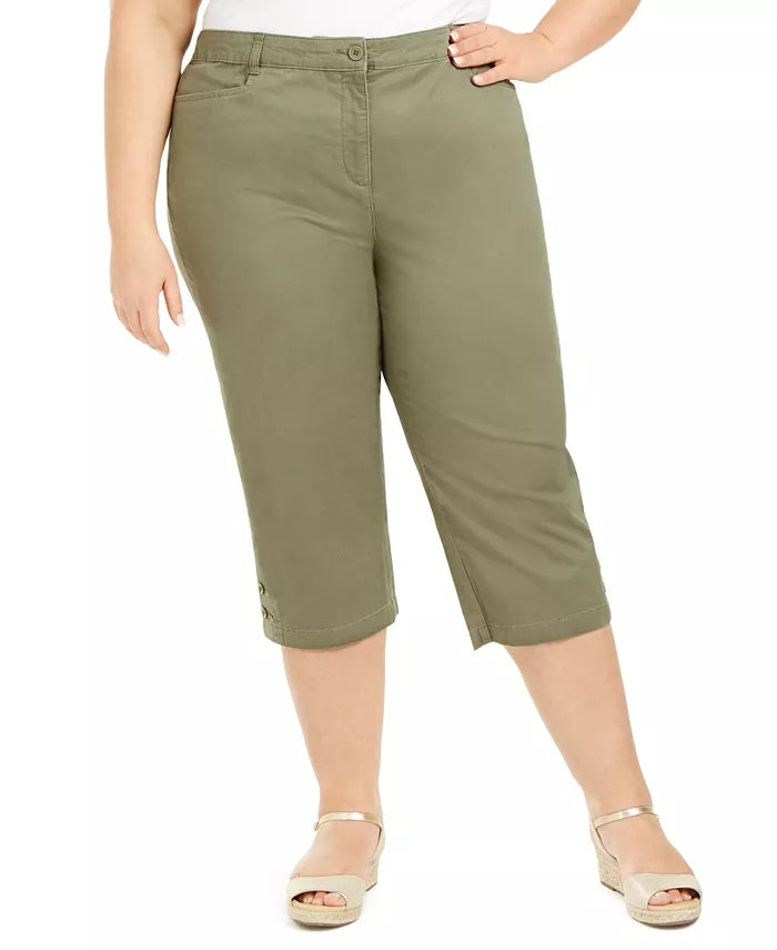 Calça Capri Karen Scott Feminina Plus Stretch Tummy Control Cinza Tamanho 24W
