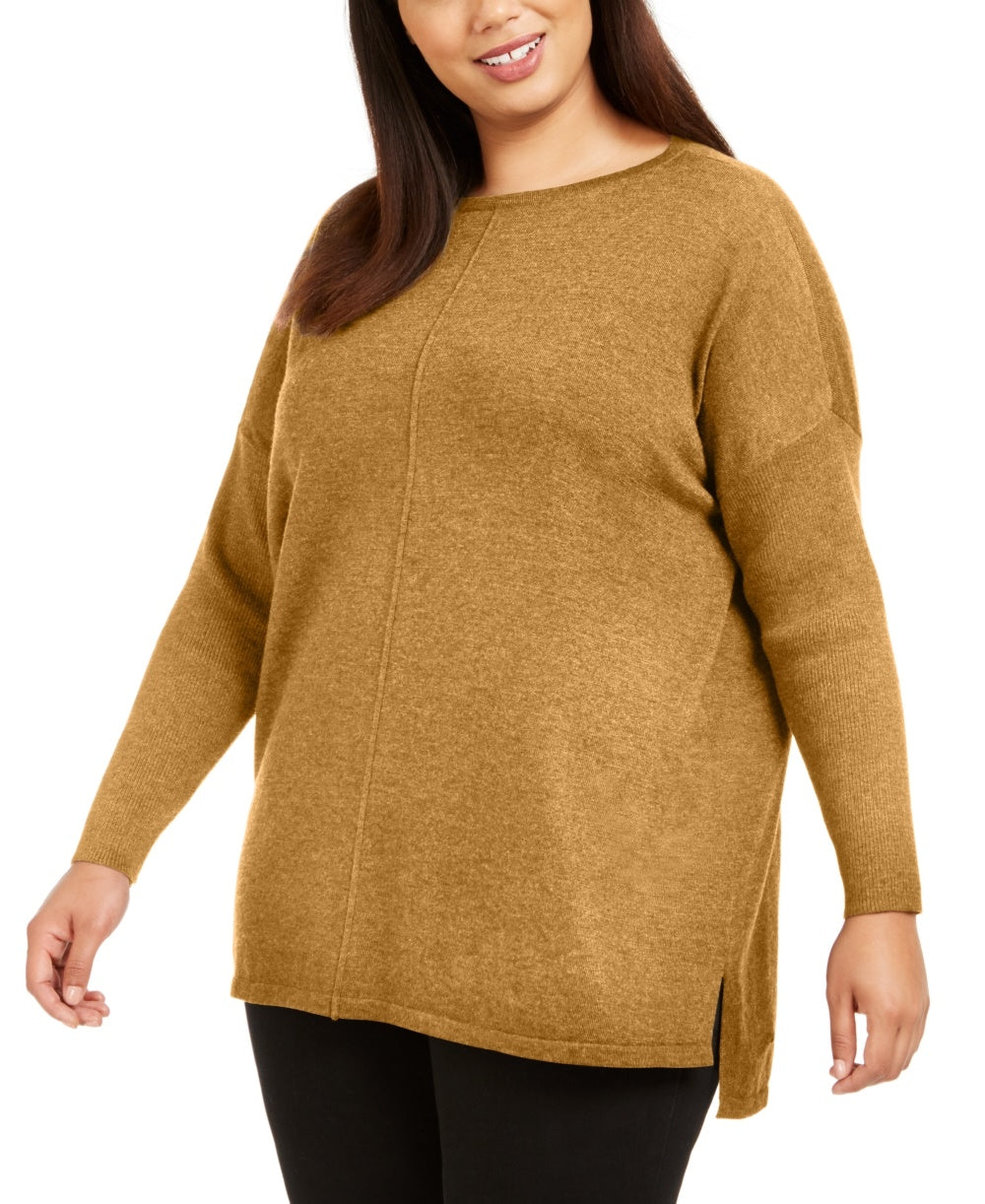 Suéter túnica feminino com costura frontal estilo &amp; co, dourado, tamanho 0X