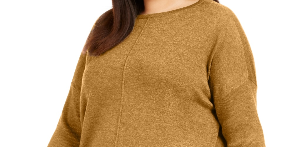 Suéter túnica feminino com costura frontal estilo &amp; co, dourado, tamanho 0X