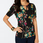 Thalia Sodi Top Feminino Estampado Manga Cotovelo Buraco Preto Tamanho XX-G