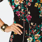 Thalia Sodi Top Feminino Estampado Manga Cotovelo Buraco Preto Tamanho XX-G