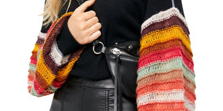 Suéter feminino Cha Cha com mangas bufantes Free People, vermelho, tamanho X-S